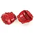 Two red anodized aluminium portal axle covers for an RC car, shown from both the exterior and interior sides against a white background.