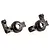 Two black anodized aluminium front hub carriers for an RC car, shown from a side angle on a white background.