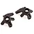 Two black plastic RC front hub carriers, one marked R and one marked L, isolated on a white background.