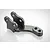 A black aluminium lower panhard mount for an RC car, featuring a U-shaped bracket and a mounting arm with two threaded holes.