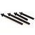 Four black plastic RC car body posts arranged in a row against a white background.