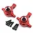 Two red anodized aluminium C-hubs for Tamiya TT-01 RC cars with included black mounting screws on a white background.