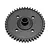 A black metal spur gear for an RC car, featuring a central hub and four mounting holes, isolated on a white background.