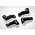 Four black plastic battery cover latches for BlackZon 1/12 scale RC cars arranged on a white background.