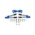 GPM Racing blue aluminium rear tie rods and stabilizer set for 1/10 RC cars, including mounting hardware and screws on a white background.