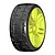 GRP 3.1" GT-T01 Revo S4 Soft/Medium Compound Belted Tyres on 7 Spoke Yellow Rims - Glued Wheels 2Pcs GTY01-S4