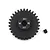 A black Yeah Racing 30T 1Mod steel pinion gear with a grub screw on a white background.