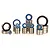 A collection of various sized metal ball bearings with blue rubber seals arranged in stacks on a white background.