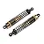 Two gold-coloured aluminium RC shock absorbers with black springs, shown against a white background.