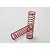 Two red coil-over shock springs for Traxxas RC vehicles, one standing upright and one lying horizontally on a white background.