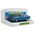A 1/32 scale Scalextric Ford XY Falcon GT-HO Phase III slot car in electric blue, displayed inside its clear plastic and white base packaging.