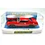 A red Scalextric 1/32 scale Ford XB Falcon slot car displayed inside its clear plastic retail packaging box.
