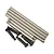 A set of Losi RC spare parts including four long silver hinge pins and four shorter black king pins on a white background.