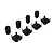 A set of four black shock ends and four black spring retainers for ARRMA 1/5 scale RC vehicles.