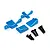 Yeah Racing blue aluminium fan mount set with mounting hardware on a white background.