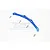A blue anodized aluminium RC car body mount brace with four small silver screws arranged around it on a white background.
