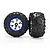 Traxxas 2.2" Canyon AT Tyres on Chrome Blue Rims - Glued Wheels 2Pcs 7274