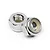 Two silver-coloured metal nyloc nuts with white nylon inserts, shown against a plain white background.