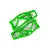 Two bright green Traxxas WideMaxx lower suspension arms for RC cars, shown from a top-down perspective against a white background.