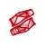 A pair of red Traxxas WideMaxx lower suspension arms for RC vehicles, shown from a top-down perspective against a white background.