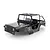 A grey painted 1/10 scale RC Jeep body shell with a roll cage, seats, and decals on a white background.