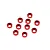 A collection of ten small red anodized aluminium M3 countersunk washers arranged on a plain white background.