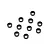 A set of ten black anodized aluminium countersunk washers for M3 screws arranged on a white background.