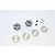 GPM Racing 12mm to 17mm hex adapters with silver washers, pins, and screws on a white background.