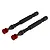 Two ARRMA RC slider CVD drive shafts with black plastic sleeves and red hex wheel hubs, shown against a white background.