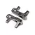 A pair of grey-silver aluminium C-hub carriers for HPI RC vehicles, featuring a machined design with mounting holes and a small logo.