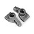 Two grey metal rear hub carriers for an RC car, shown from an overhead angle on a white background.