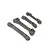 A set of four black plastic RC car pin mount covers arranged on a white background.