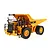 Diecast Masters CAT 770 RC mining truck in yellow and black, featuring detailed cab, railings, and large treaded tires on a white background.
