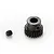 A steel 23-tooth pinion gear with a grub screw on a white background.