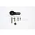 A black aluminium 23T servo horn with four assorted metal screws and one black lock nut, displayed against a white background with a faint GPM logo.