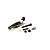 Kyosho aluminium throttle servo horn set for Futaba, including a grey metal horn, screws, nuts, and a plastic bushing on a white background.