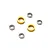 Kyosho front double bearing set including two gold-coloured metal spacers and three silver-coloured ball bearings on a white background.