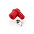A red rubber spark plug cap and a small metal ignition coil spring for a 2-stroke RC engine.