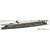 A 1/700 scale plastic model of the IJN Kaga aircraft carrier, fully assembled and painted, shown from a high-angle side view against a white background.