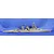 A 1/700 scale plastic model of the IJN Nagato battleship, shown from a side profile against a blue background.