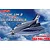 A promotional image for a Fujimi 1/72 scale TDF Ultra Hawk 3 plastic model kit, showing the aircraft flying against a blue sky with clouds.