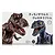 Product packaging for a Fujimi Tyrannosaurus vs Velociraptor plastic model kit featuring detailed illustrations of both dinosaurs.