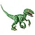A green Velociraptor plastic model kit figure in a dynamic pose against a white background.
