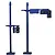 A 1/24 scale model kit of a blue pedestrian crosswalk signal and a blue vehicle traffic light signal on poles.