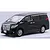 A studio shot of a black 1/24 scale Fujimi Toyota Alphard model car on a white background.