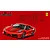 A red Ferrari F430 Scuderia model car displayed against a red background with technical diagrams of plastic model kit parts.