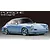 An illustration of a light blue 1967 Porsche 911R Coupe on a dark background, featured on a model kit box.
