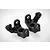 Two black plastic RC steering hub carriers for HSP remote control vehicles, shown from a high angle on a white background.
