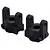 Two black plastic RGT front steering hubs for RC vehicles, shown from a side angle against a white background.