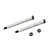 Two Kyosho rear outer hinge pins with threaded ends and two matching locking nuts on a white background.
